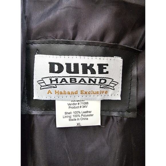 Duke Haband Vintage Black Leather Bomber Jacket Men's Size XL - Picture 9 of 10